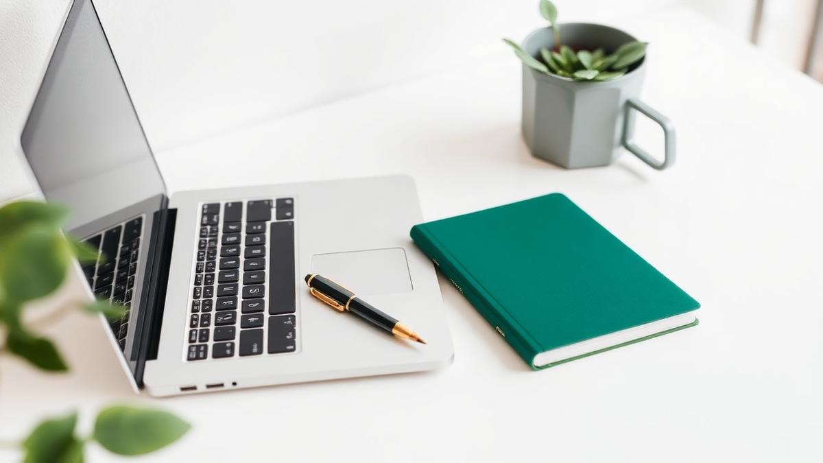 A professional writing notes beside a laptop in a bright minimal workspace, illustrating build a next-level evidence file