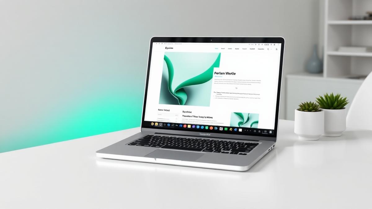 A laptop on a white desk showing a professional online profile page, illustrating 5. a summary that is not a mission statement