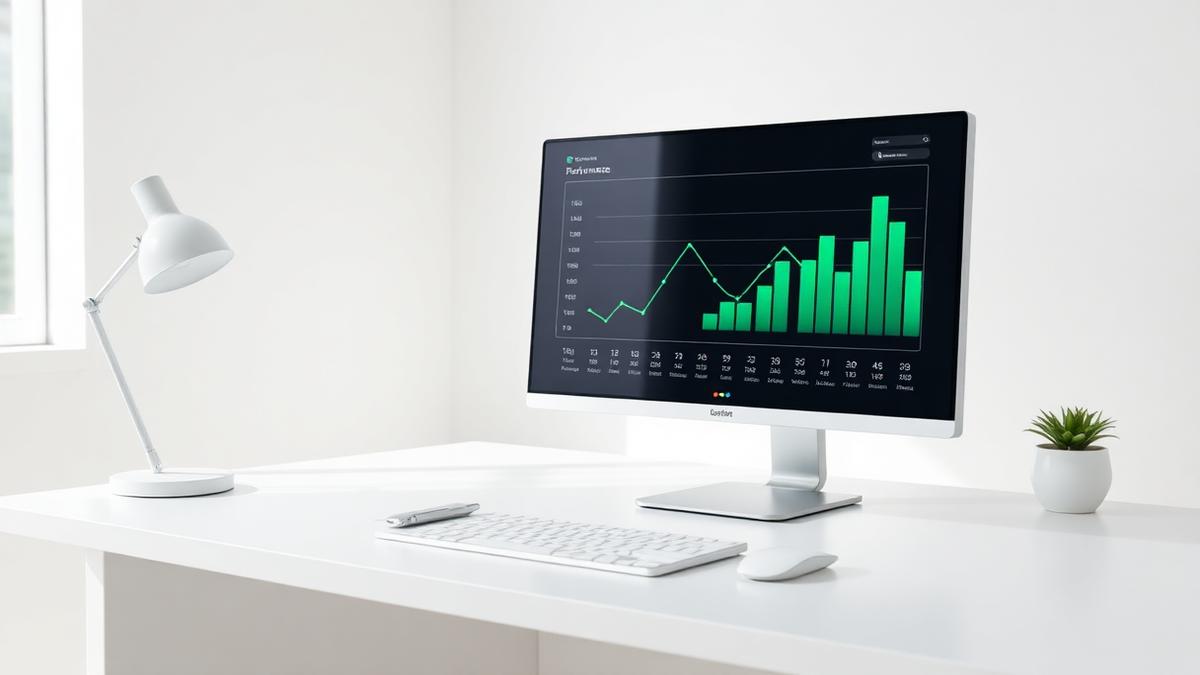 A monitor on a white desk showing a performance chart with green results, illustrating gaps that may still block a promotion