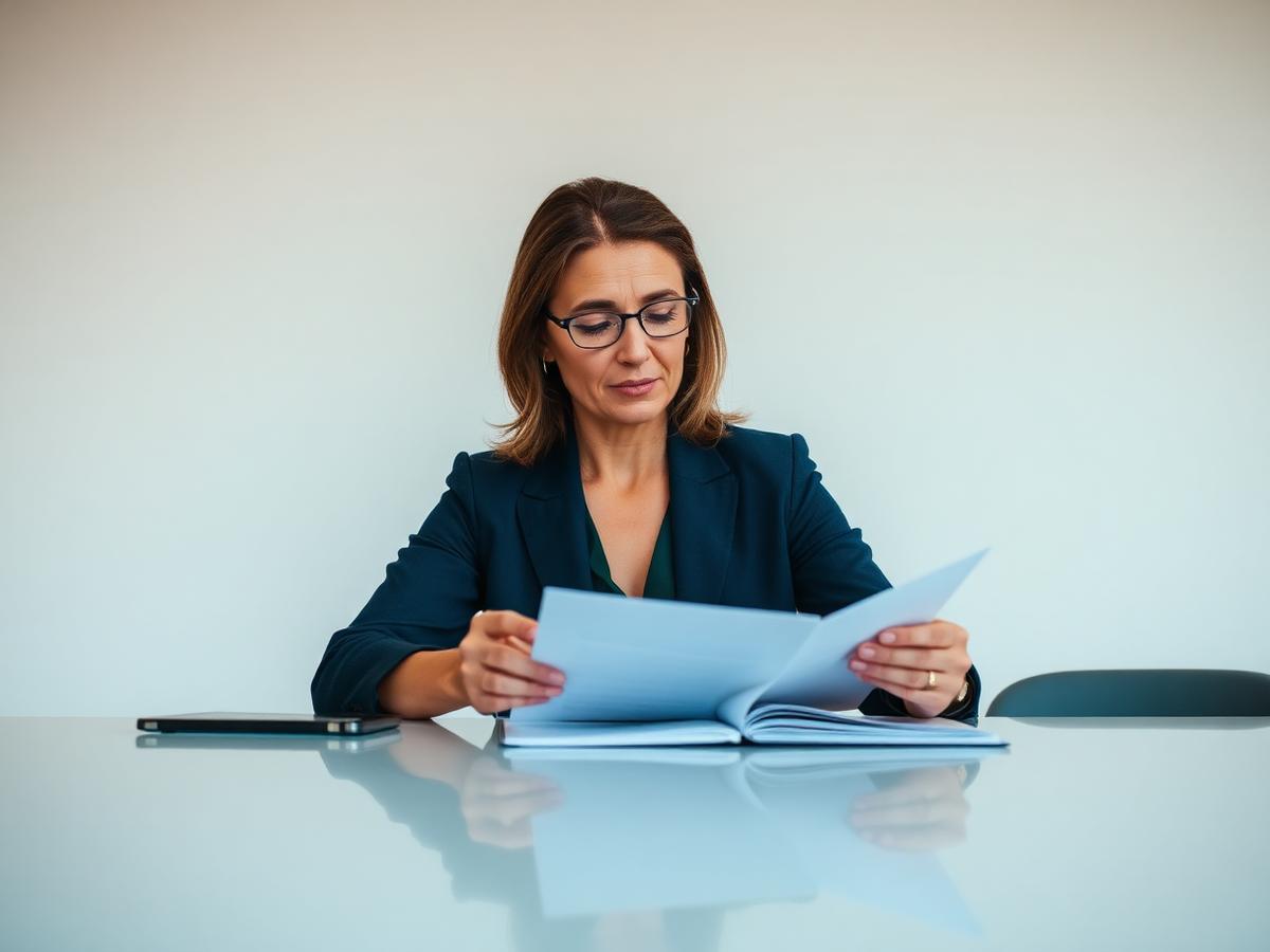 A professional reading a printed CareerSynth career strategy report at a desk